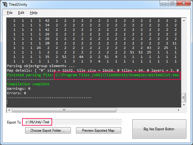 Running Tiled2Unity from Tiled