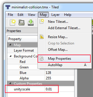 Map property, unity:scale